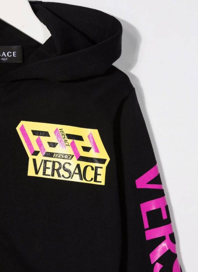 Versace Kids Hoodie met logoprint Zwart
