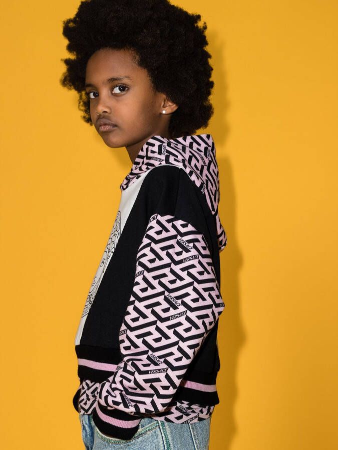 Versace Kids Hoodie met Medusa print Zwart