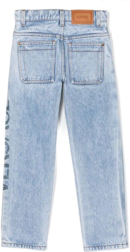 Versace Kids Jeans met logoprint Blauw