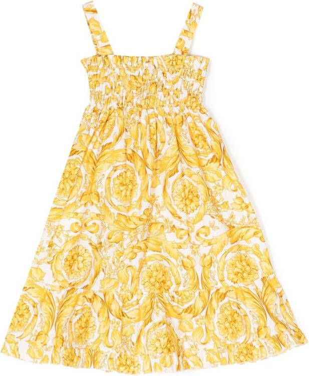 Versace Kids Jurk met bloemenprint Geel