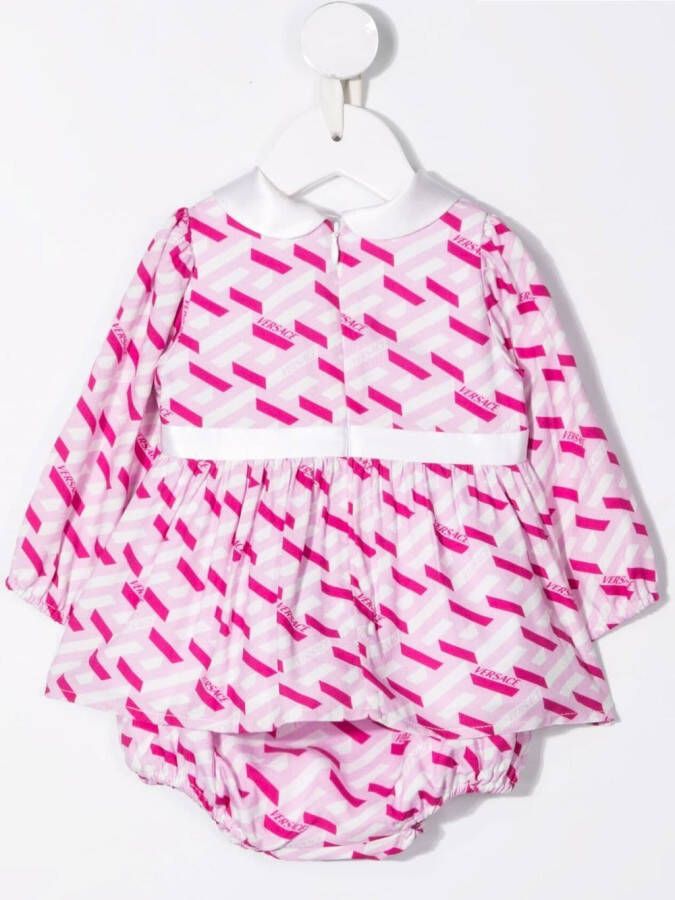 Versace Kids Jurk met geometrische print Roze