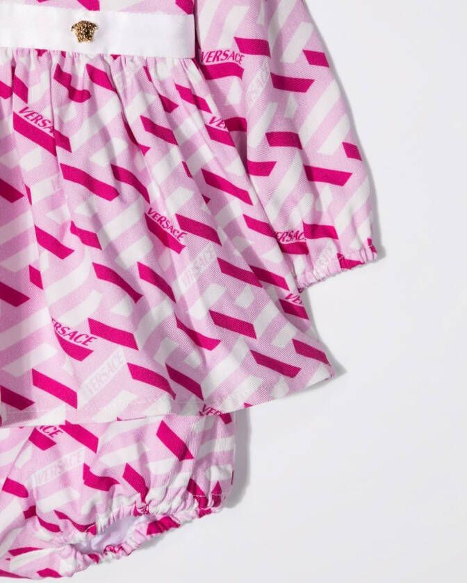 Versace Kids Jurk met geometrische print Roze