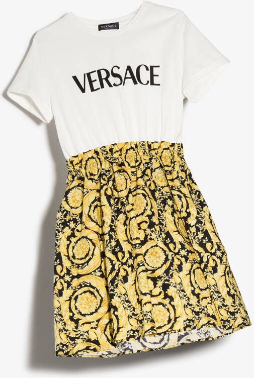Versace Kids T-shirtjurk met Barocco Kidsprint Wit