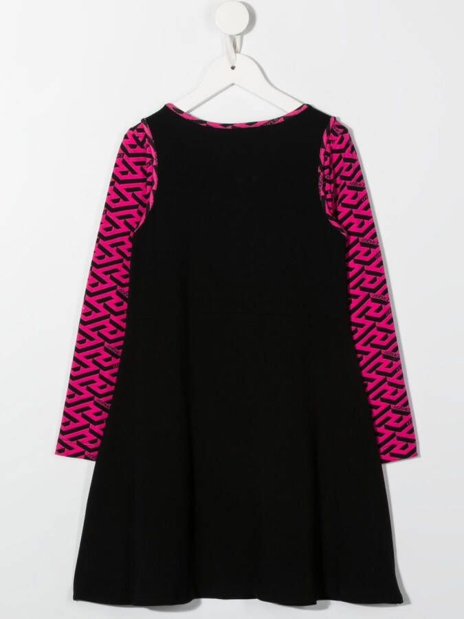 Versace Kids Jurk met logoprint Zwart