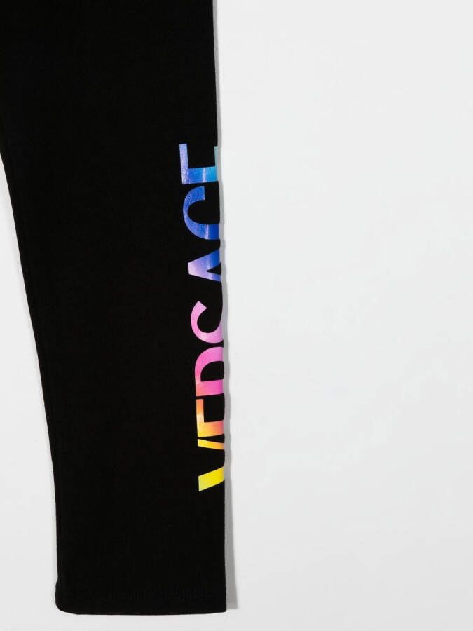 Versace Kids Legging met logoprint Zwart