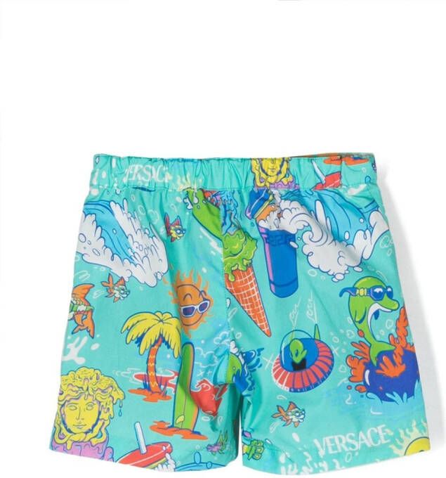 Versace Kids Shorts met logoprint Groen