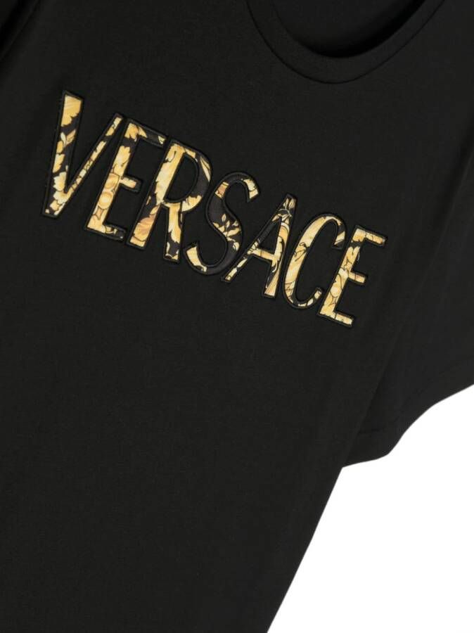 Versace Kids T-shirt met geborduurd logo Zwart
