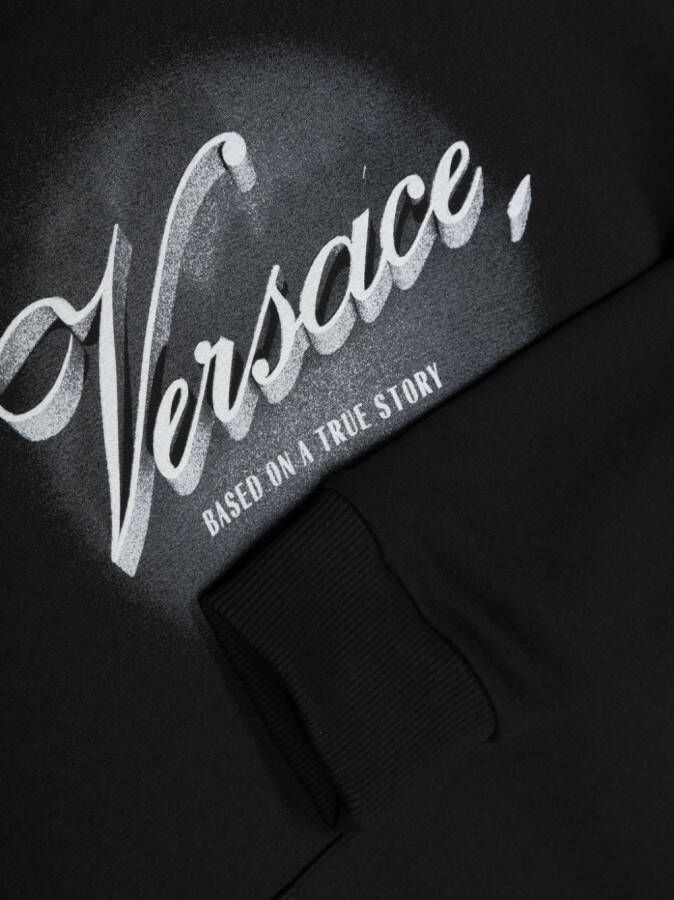 Versace Kids Hoodie met logoprint Zwart