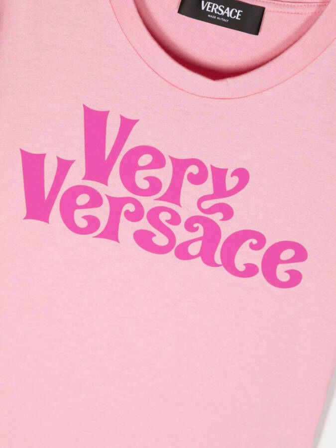 Versace Kids T-shirt met logoprint Roze