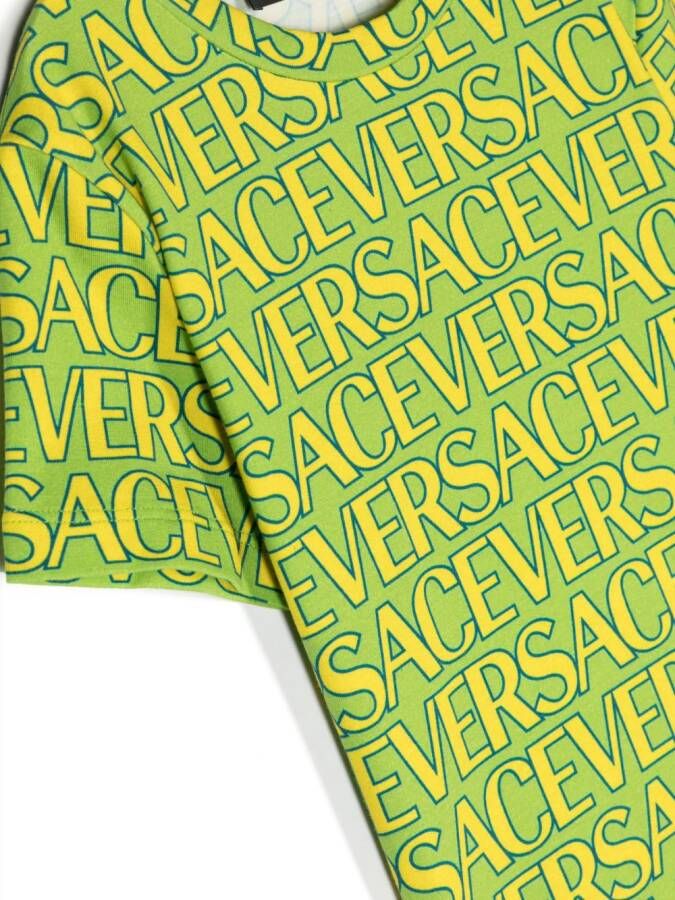 Versace Kids T-shirt met logoprint Groen