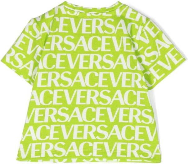 Versace Kids T-shirt met logoprint Groen