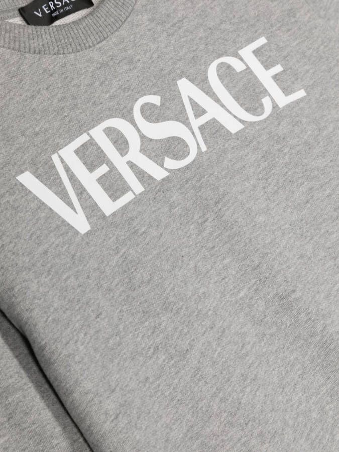 Versace Kids Katoenen sweater met logoprint Grijs