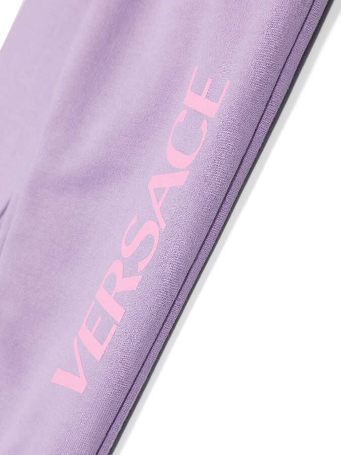 Versace Kids Trainingsbroek met logoprint Paars
