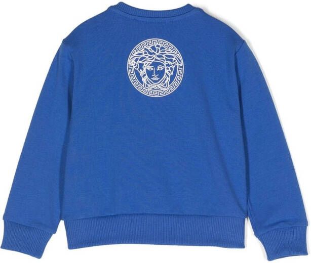 Versace Kids Katoenen sweater met logoprint Blauw