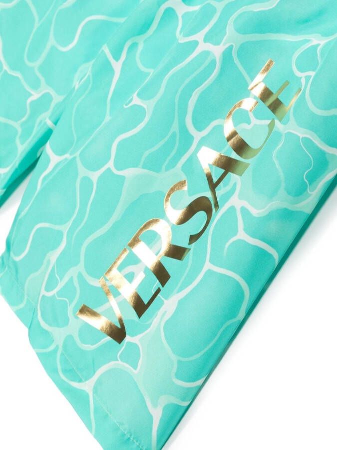 Versace Kids Medusa zwembroek met logoprint Blauw