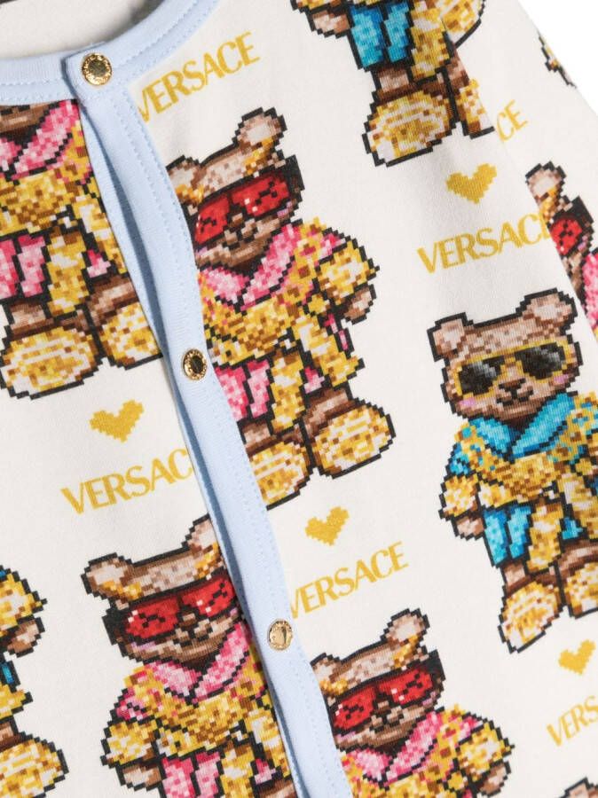 Versace Kids Romper en slabbetje met teddybeerprint Wit