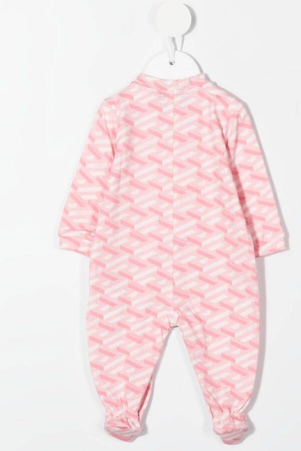 Versace Kids Romper met geometrische print Roze