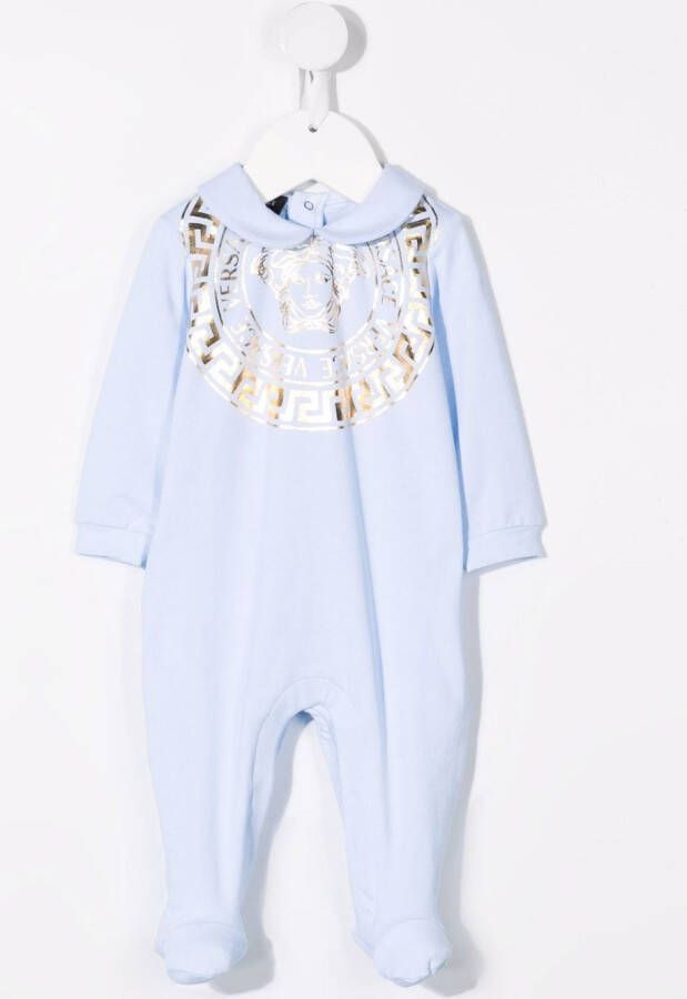 Versace Kids Romper met Greca print Blauw