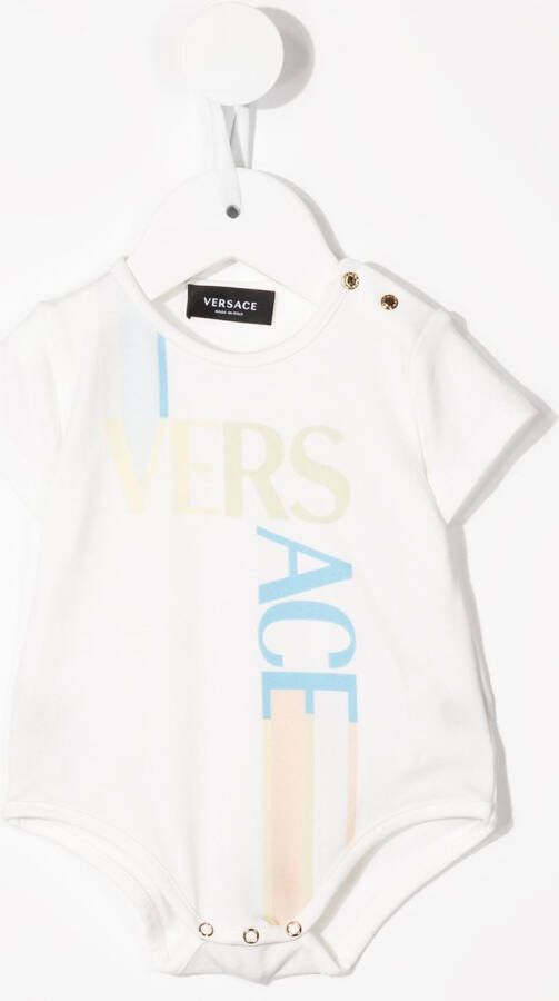 Versace Kids Romper met logoprint Wit