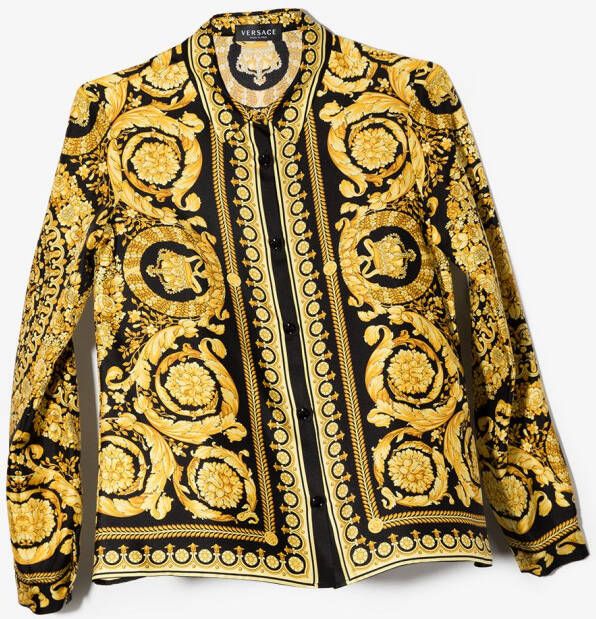 Versace Kids Shirt met Barocco print Zwart