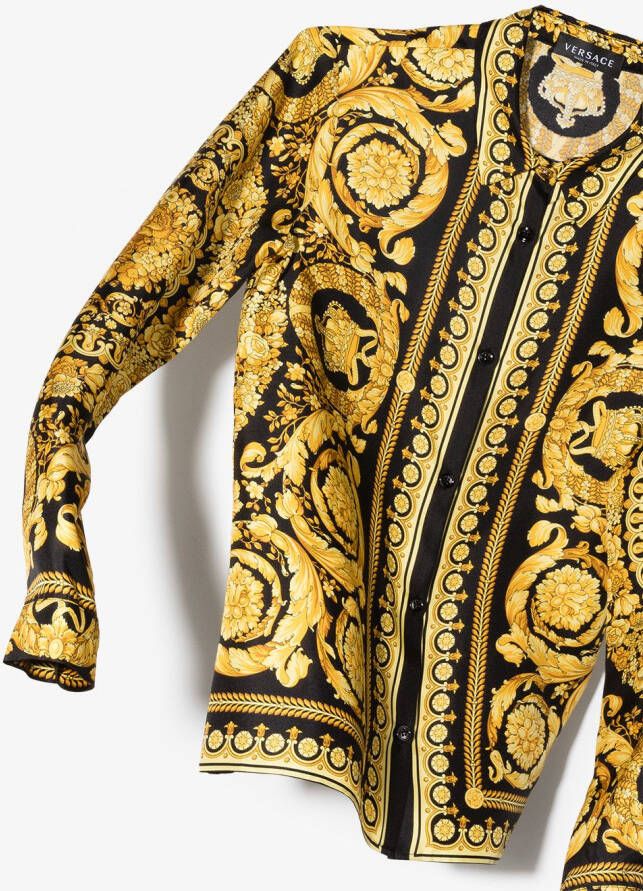 Versace Kids Shirt met Barocco print Zwart