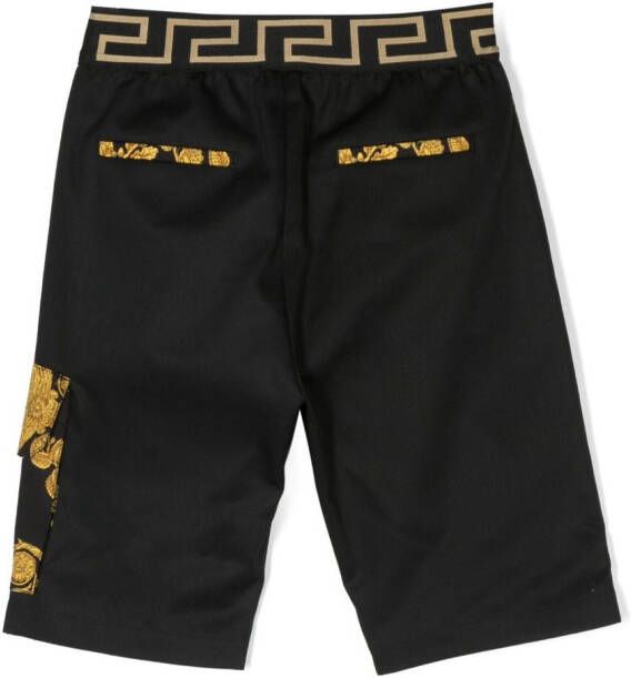 Versace Kids Shorts met barokprint Zwart