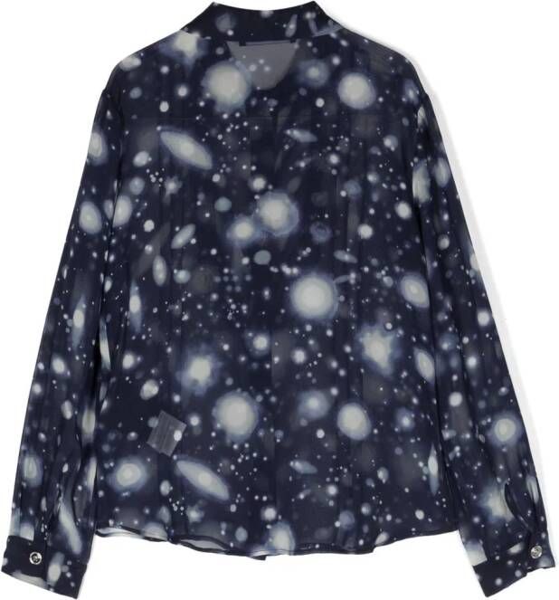 Versace Kids Versace Solar System zijden shirt Blauw