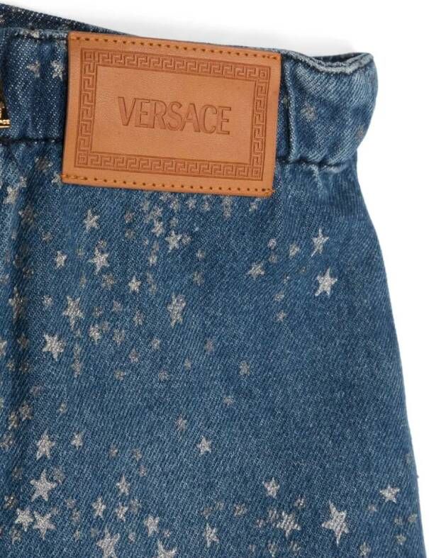 Versace Kids Spijkershirt met sterrenprint Blauw