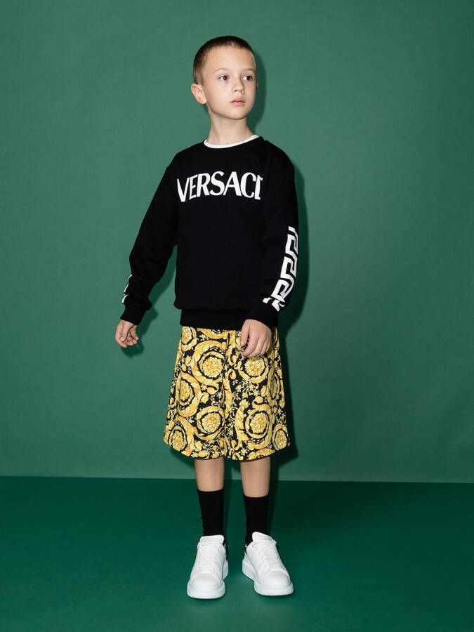 Versace Kids Katoenen sweater met logoprint Zwart