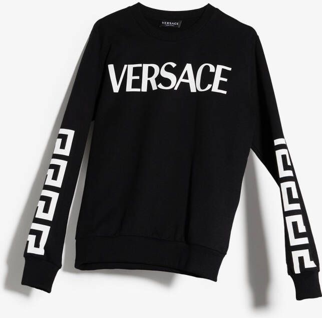 Versace Kids Katoenen sweater met logoprint Zwart