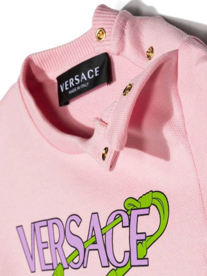 Versace Kids Sweaterjurk met logoprint Roze