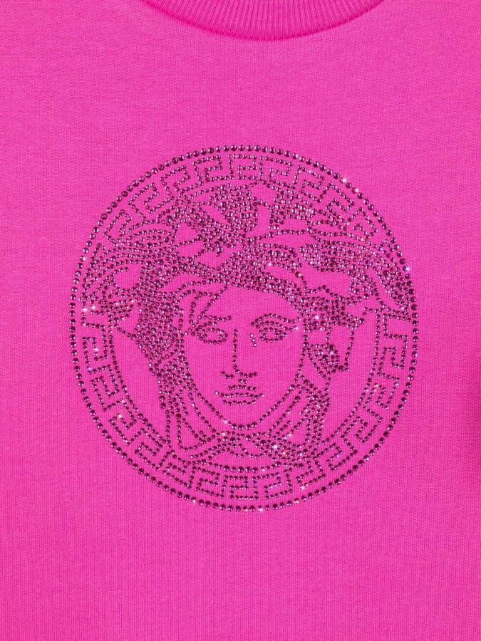 Versace Kids Sweaterjurk verfraaid met logo Roze