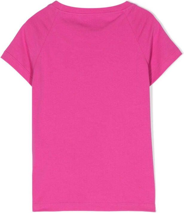 Versace Kids T-shirt met logo van stras Roze