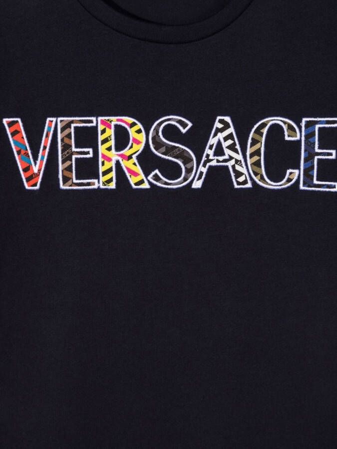 Versace Kids T-shirt met logopatch Blauw