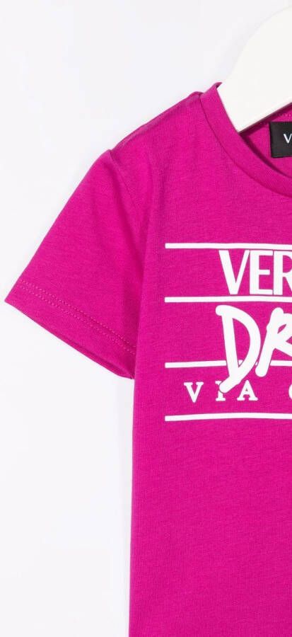 Versace Kids T-shirt met logoprint Roze