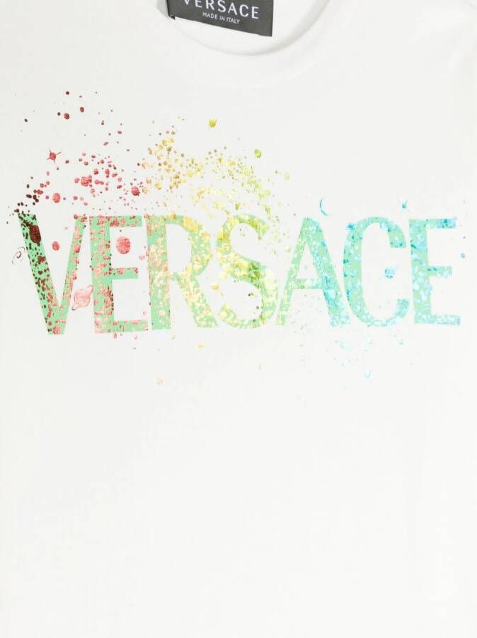 Versace Kids T-shirt met logoprint Wit