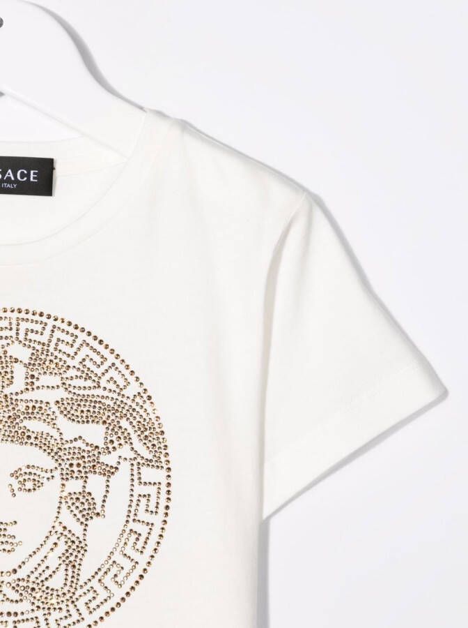 Versace Kids T-shirt verfraaid met kristallen Wit