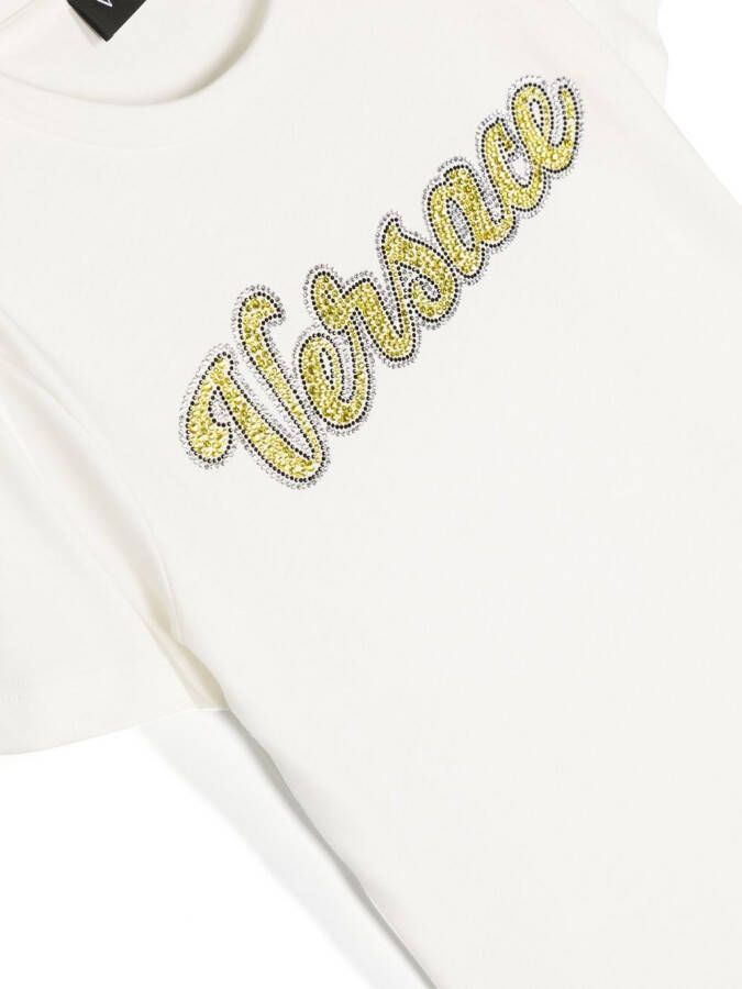 Versace Kids T-shirt verfraaid met kristallen Wit