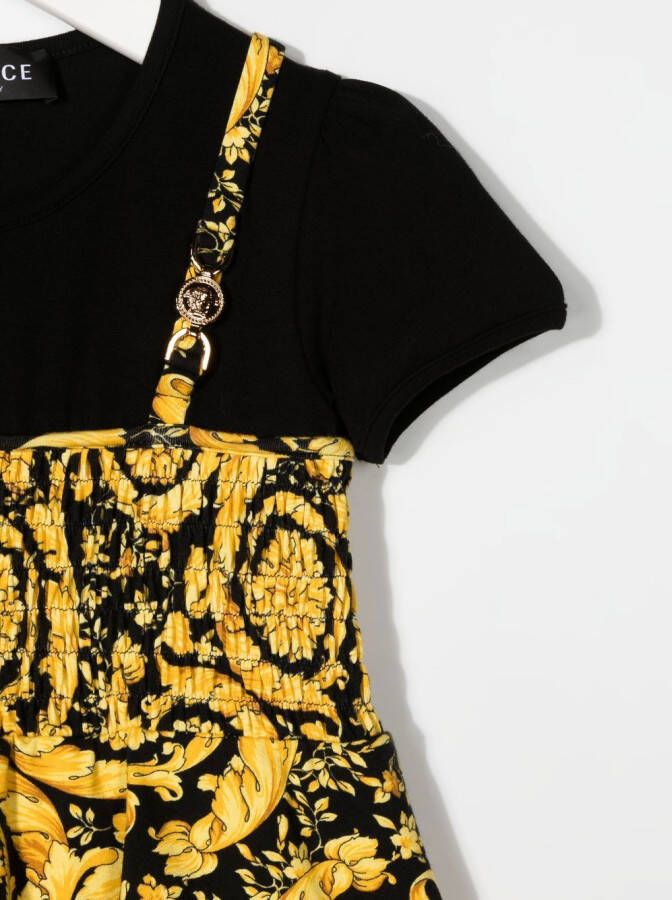 Versace Kids T-shirtjurk met barokprint Zwart