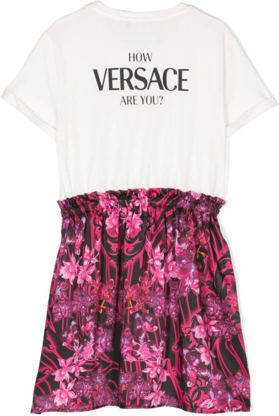 Versace Kids T-shirtjurk met logoprint Roze