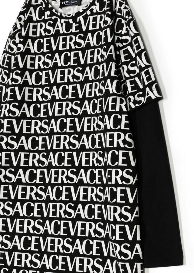Versace Kids T-shirtjurk met logoprint Zwart