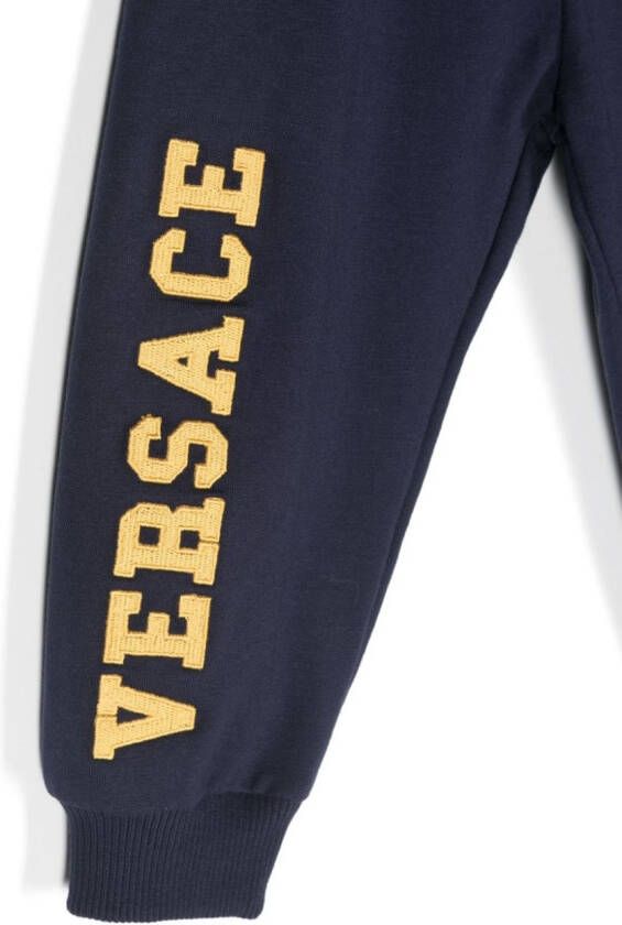 Versace Kids Trainingsbroek met geborduurd logo Blauw