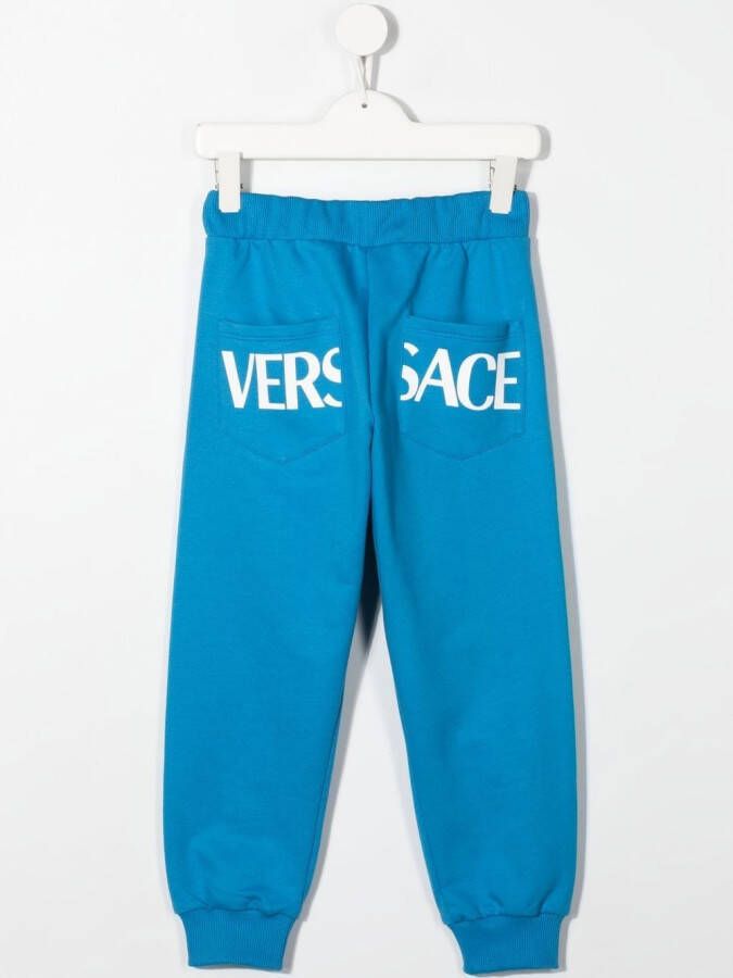 Versace Kids Trainingsbroek met Greca print Blauw