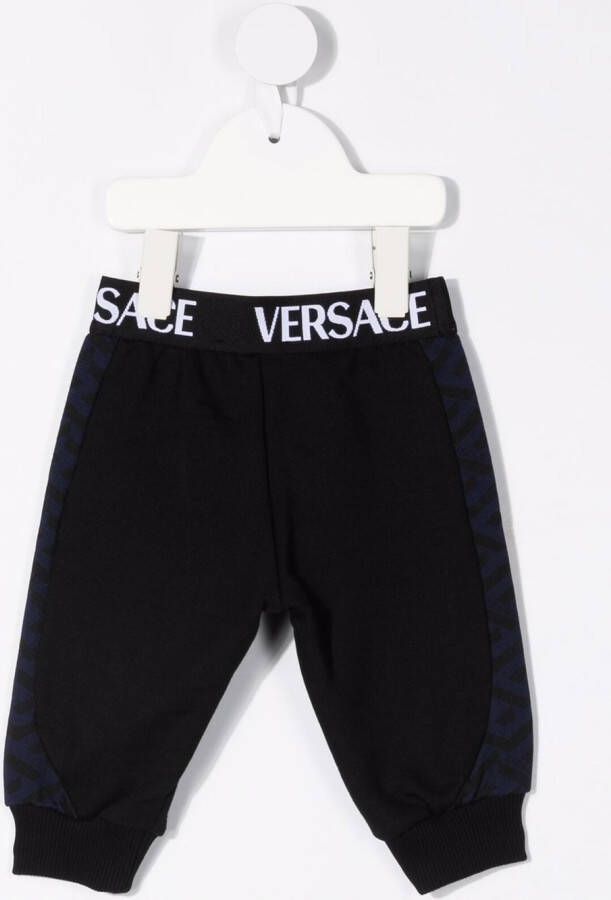 Versace Kids Trainingsbroek met logo taille Blauw