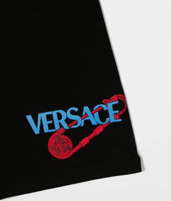 Versace Kids Trainingsshorts met logoband Zwart