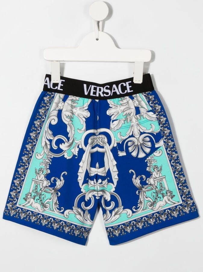 Versace Kids Shorts met barokprint Blauw
