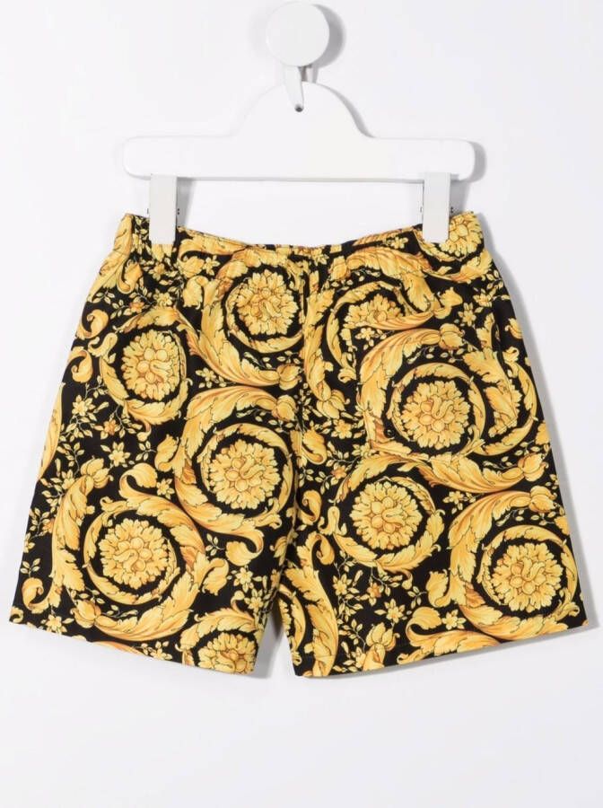 Versace Kids Zwembroek met Barocco Kidsprint Zwart