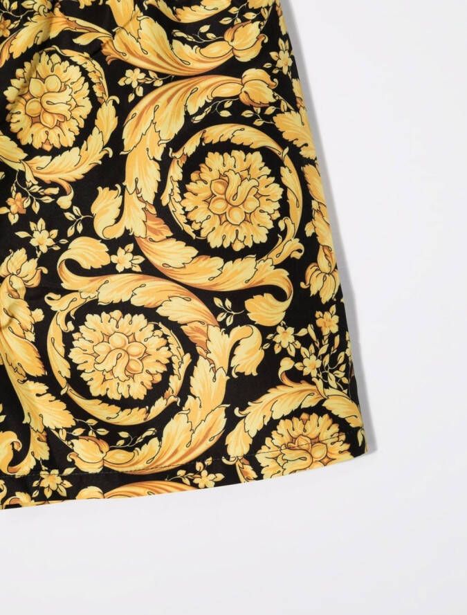 Versace Kids Zwembroek met Barocco Kidsprint Zwart
