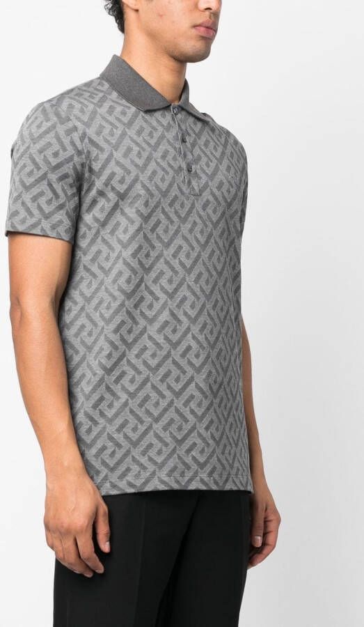 Versace Poloshirt met Greca print Grijs