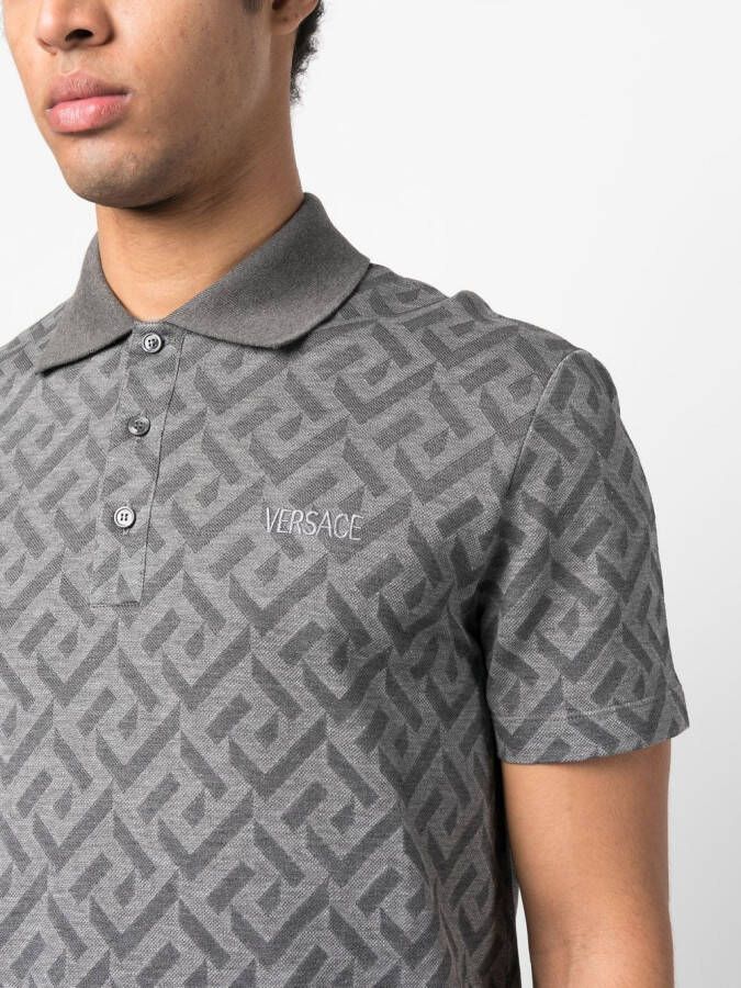 Versace Poloshirt met Greca print Grijs